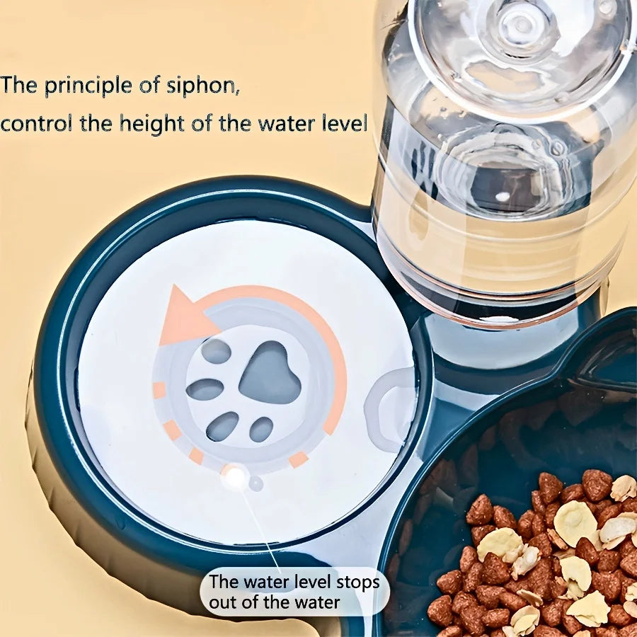 Comedero doble con dispensador de agua para gatos