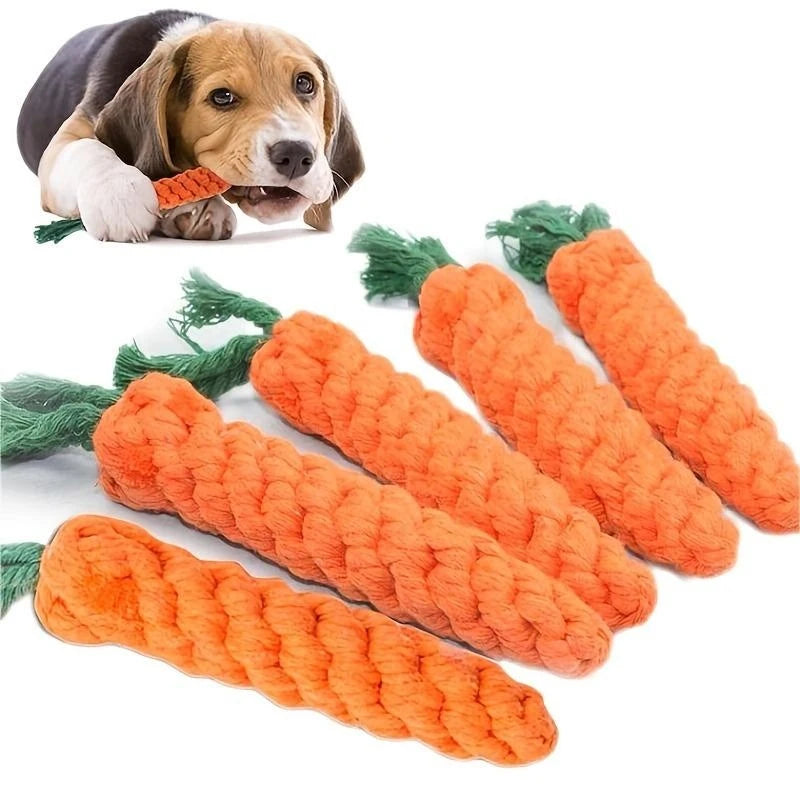 Mordedor de cuerda con forma de zanahoria para perros y gatos