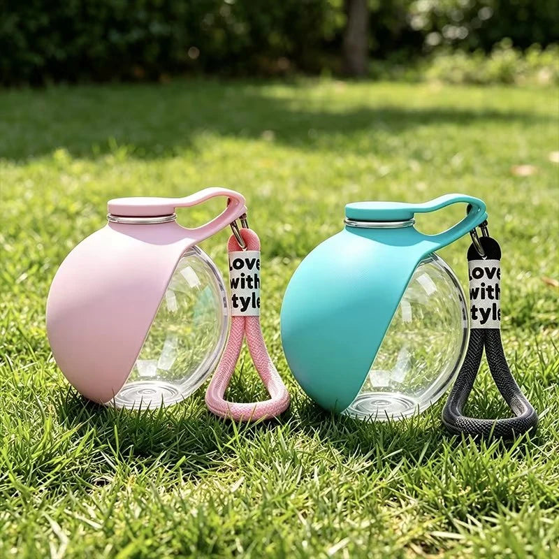 Botella de agua portátil con cuenco plegable para paseos con mascotas